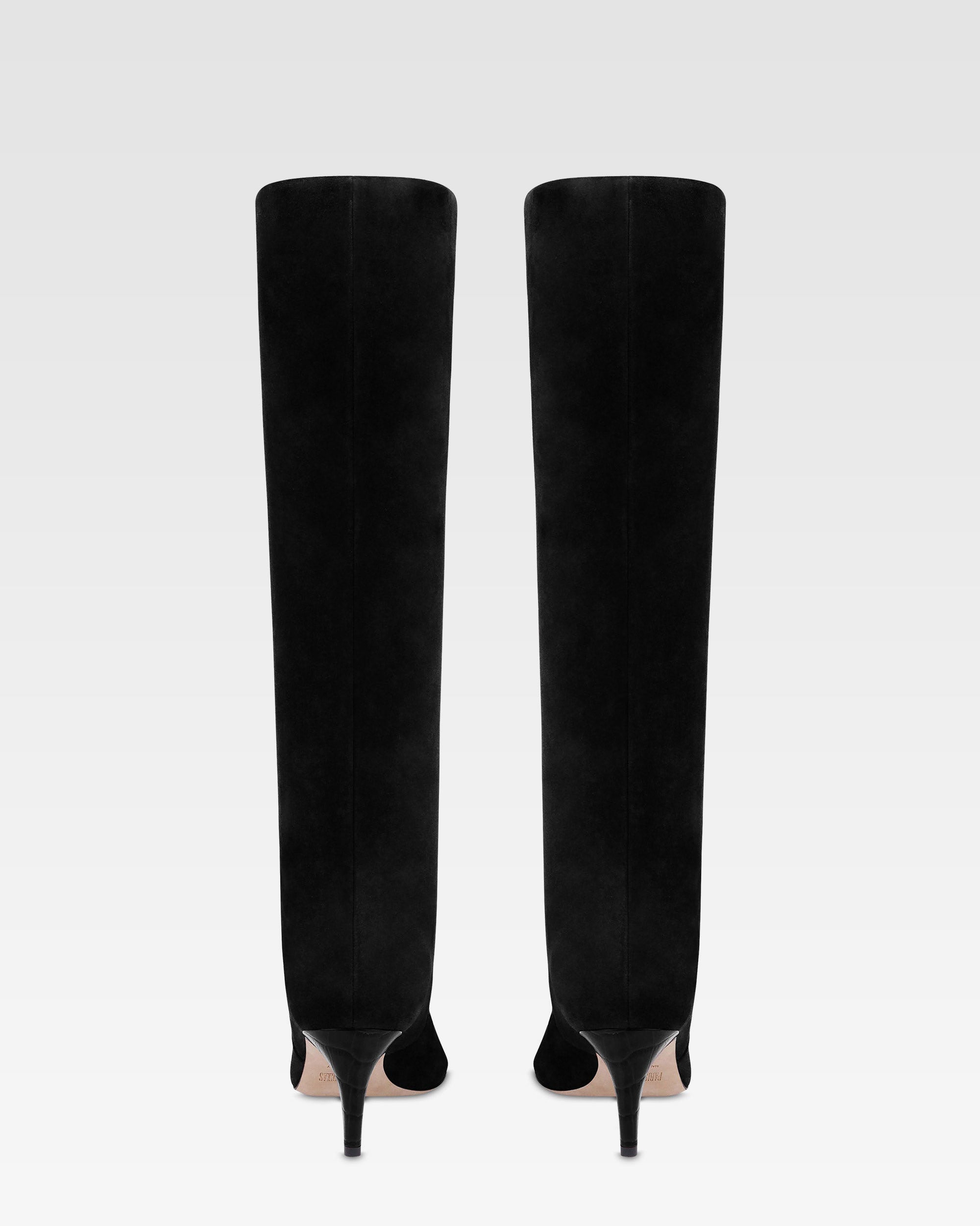 Stiefel aus schwarzem Kalbsveloursleder