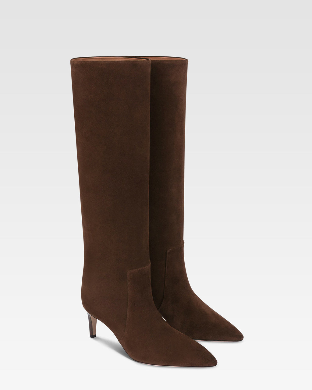 Bottes en cuir suede de veau couleur chocolat