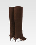 Bottes en cuir suede de veau couleur chocolat