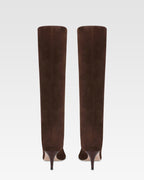 Bottes en cuir suede de veau couleur chocolat