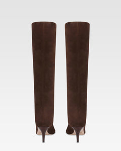 Bottes en cuir suede de veau couleur chocolat
