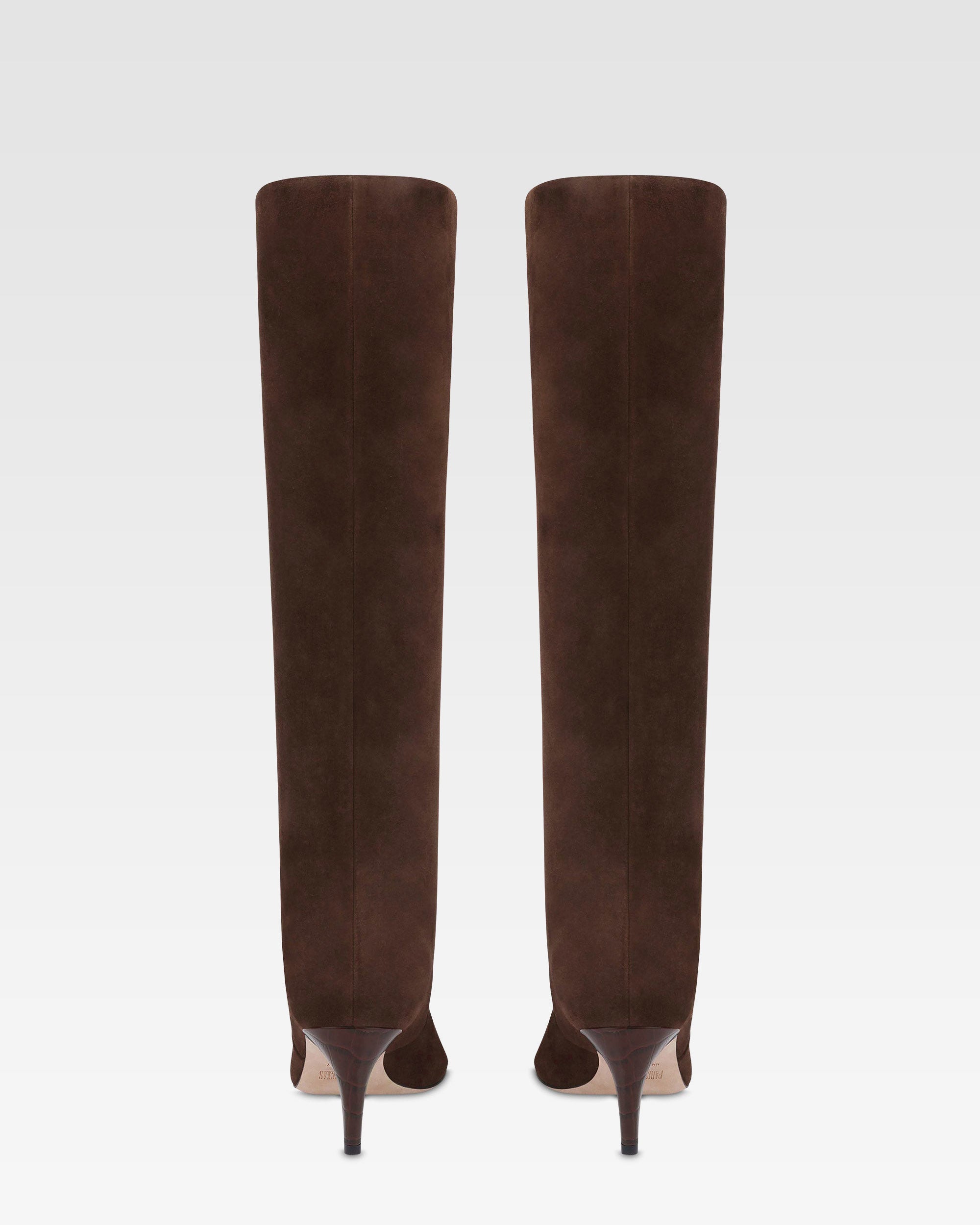 Bottes en cuir suede de veau couleur chocolat