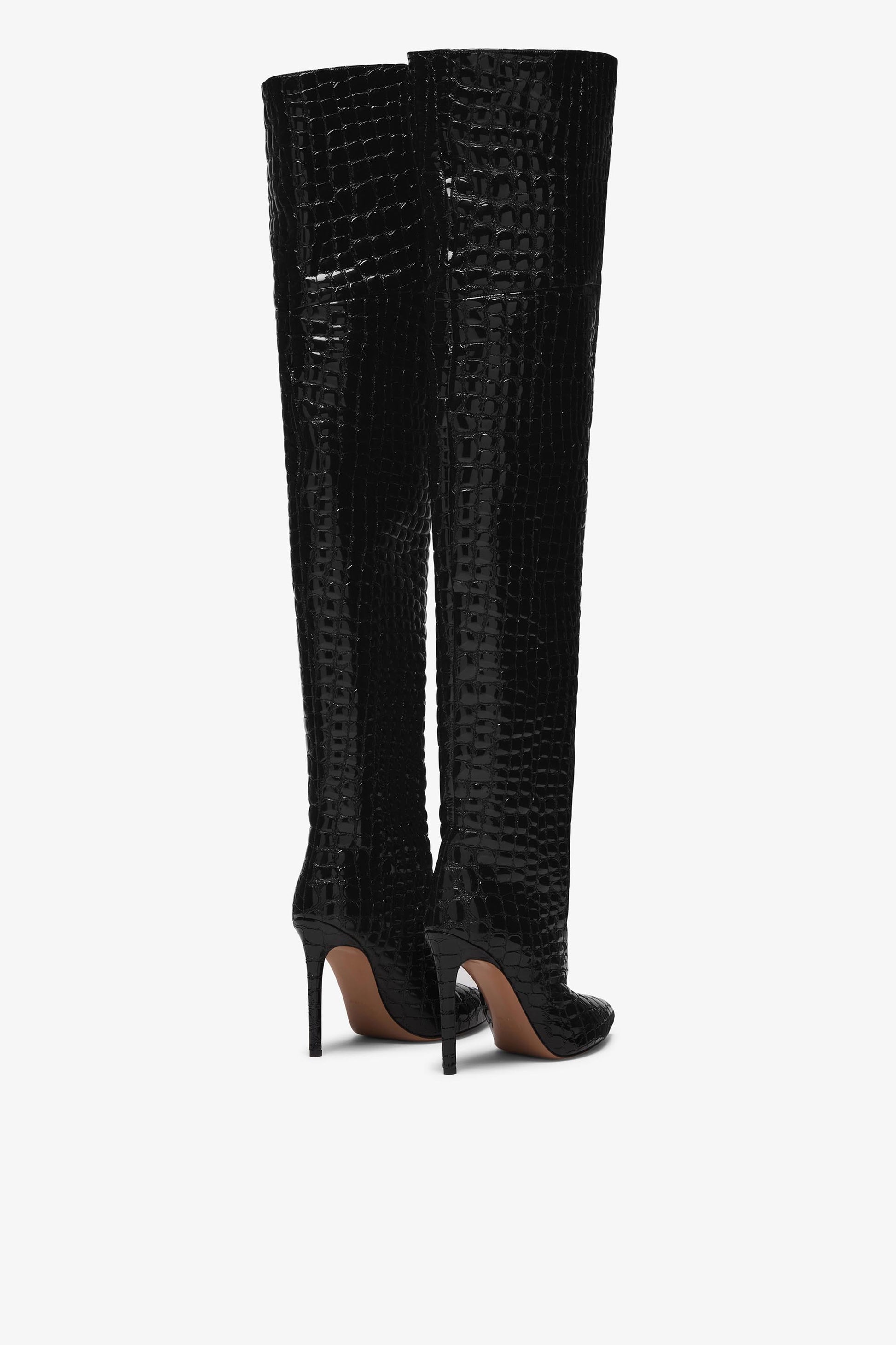 Over-the-knee black leather boot