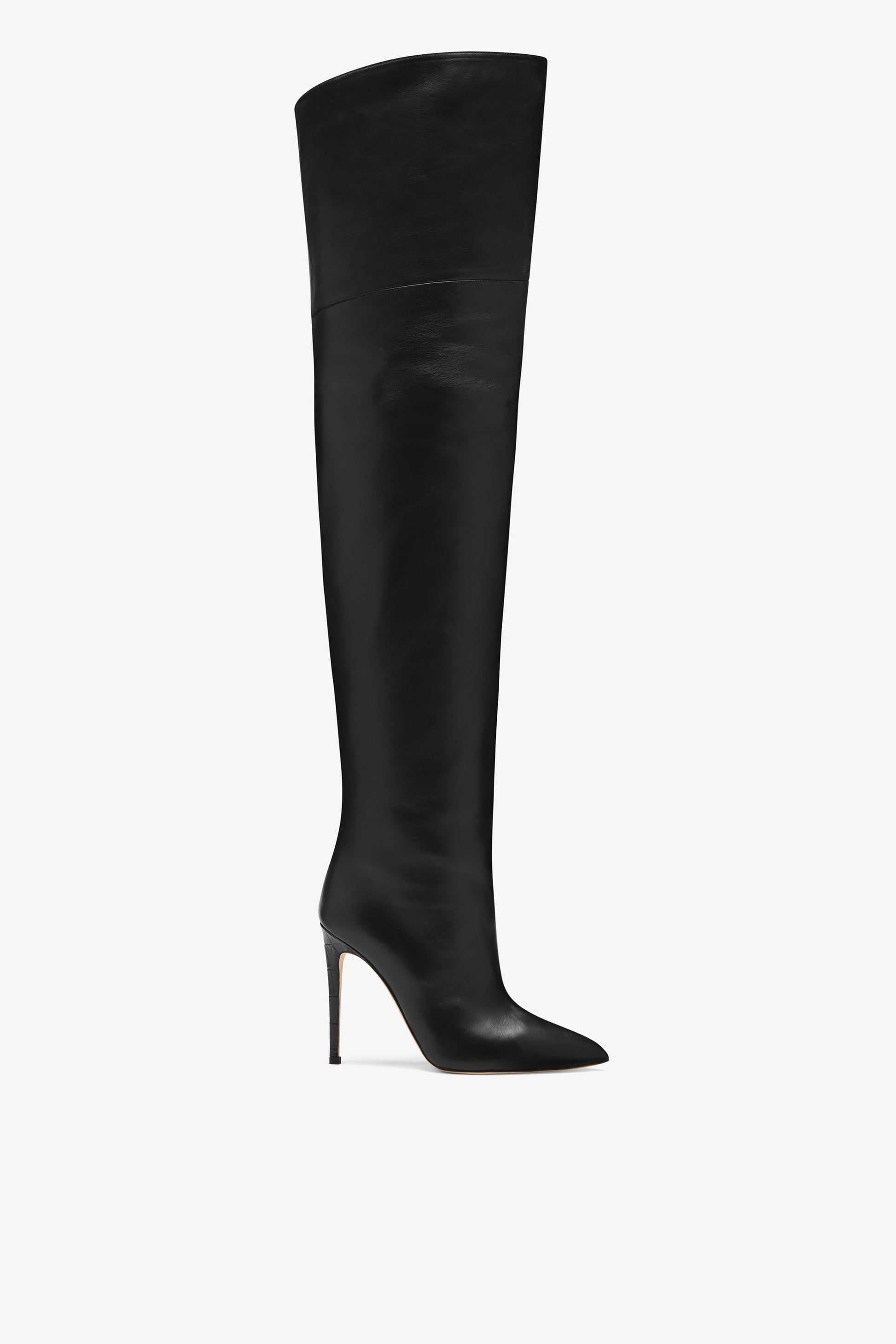 Black nappa leather stiletto over the knee boots