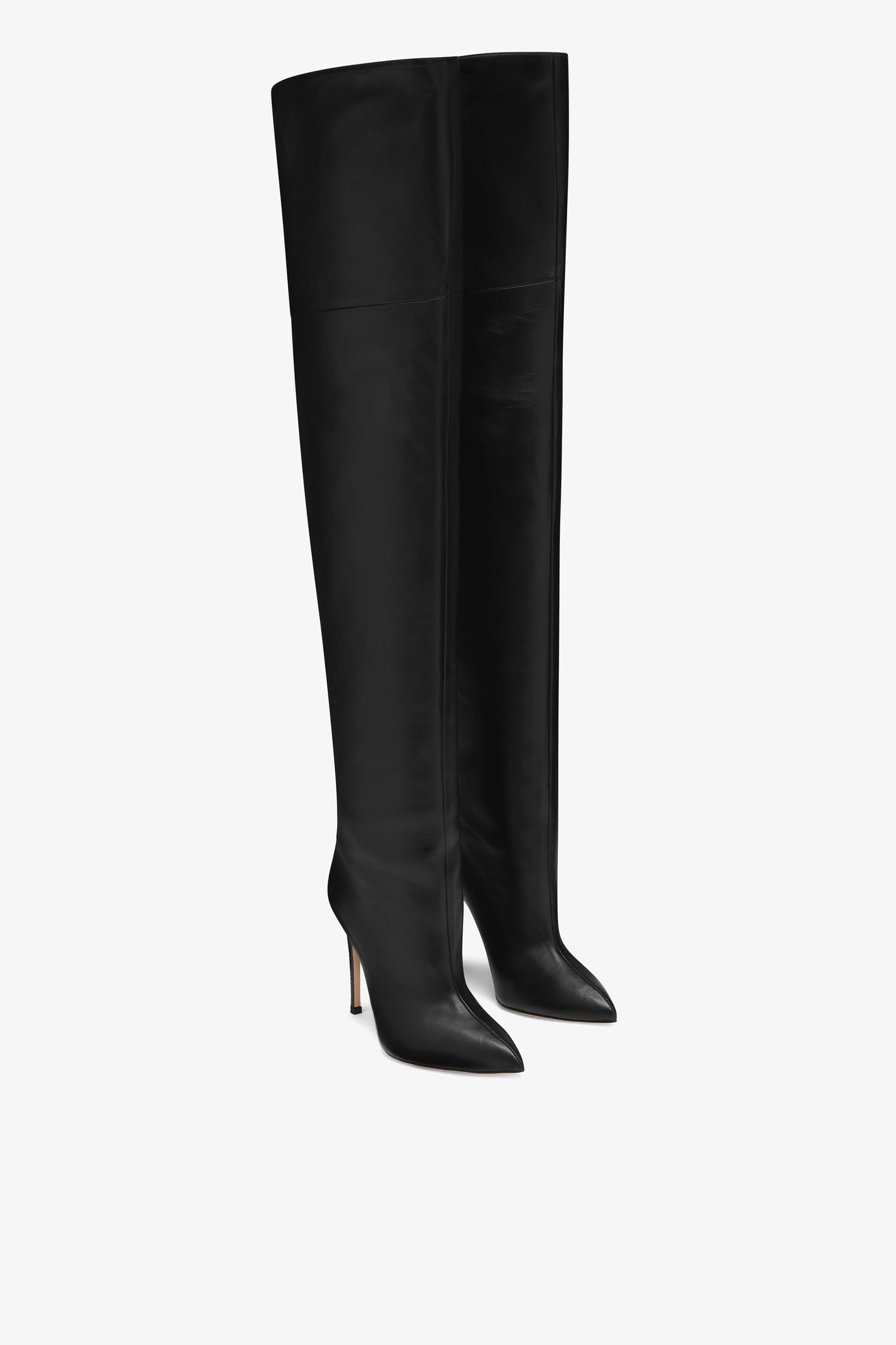 Overknee-Stiletto-Stiefel aus schwarzem Nappaleder