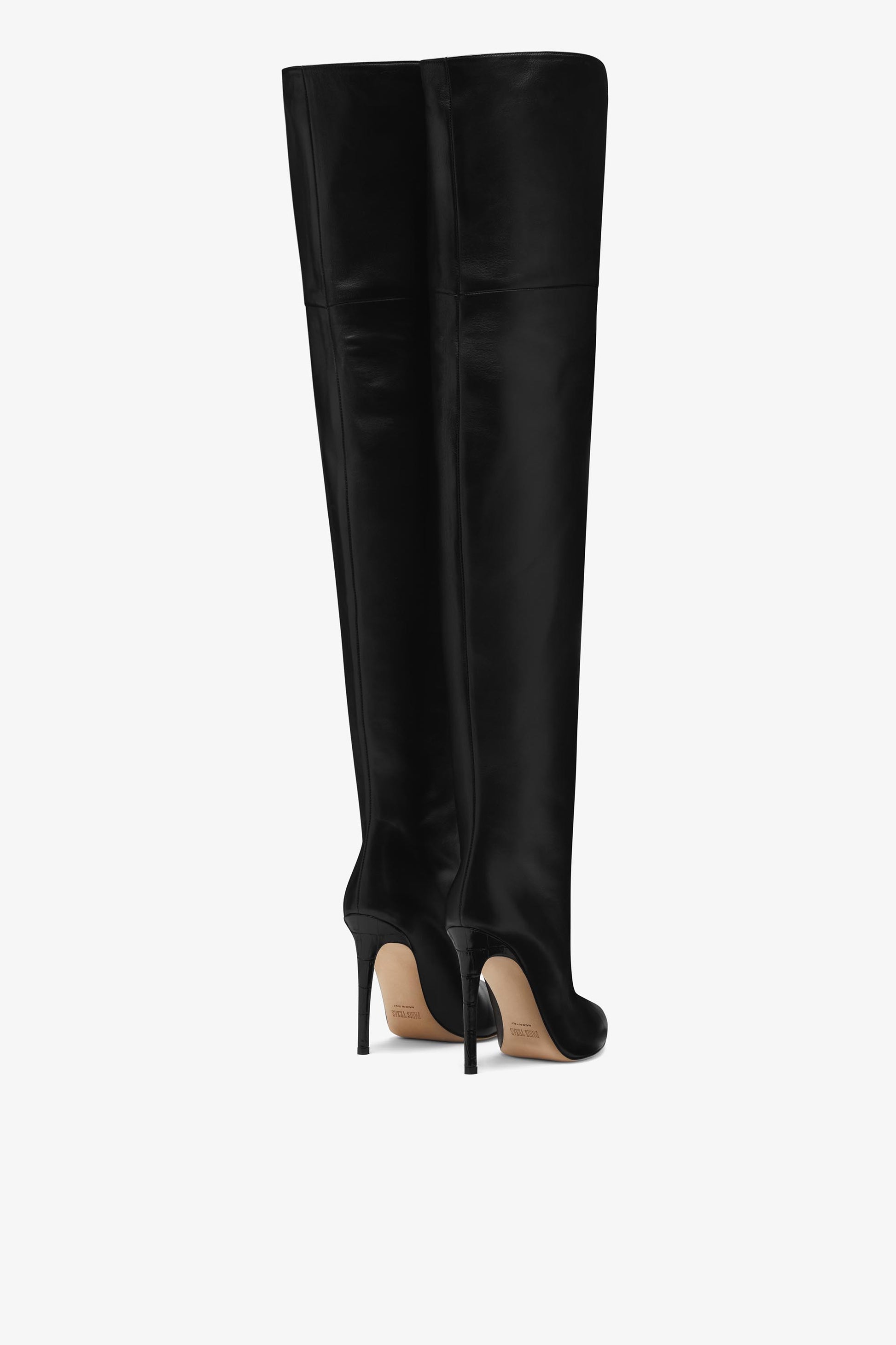 Black nappa leather stiletto over the knee boots