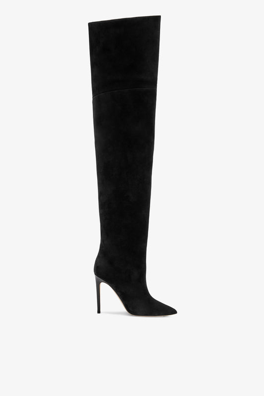 Black calf suede over the knee boots