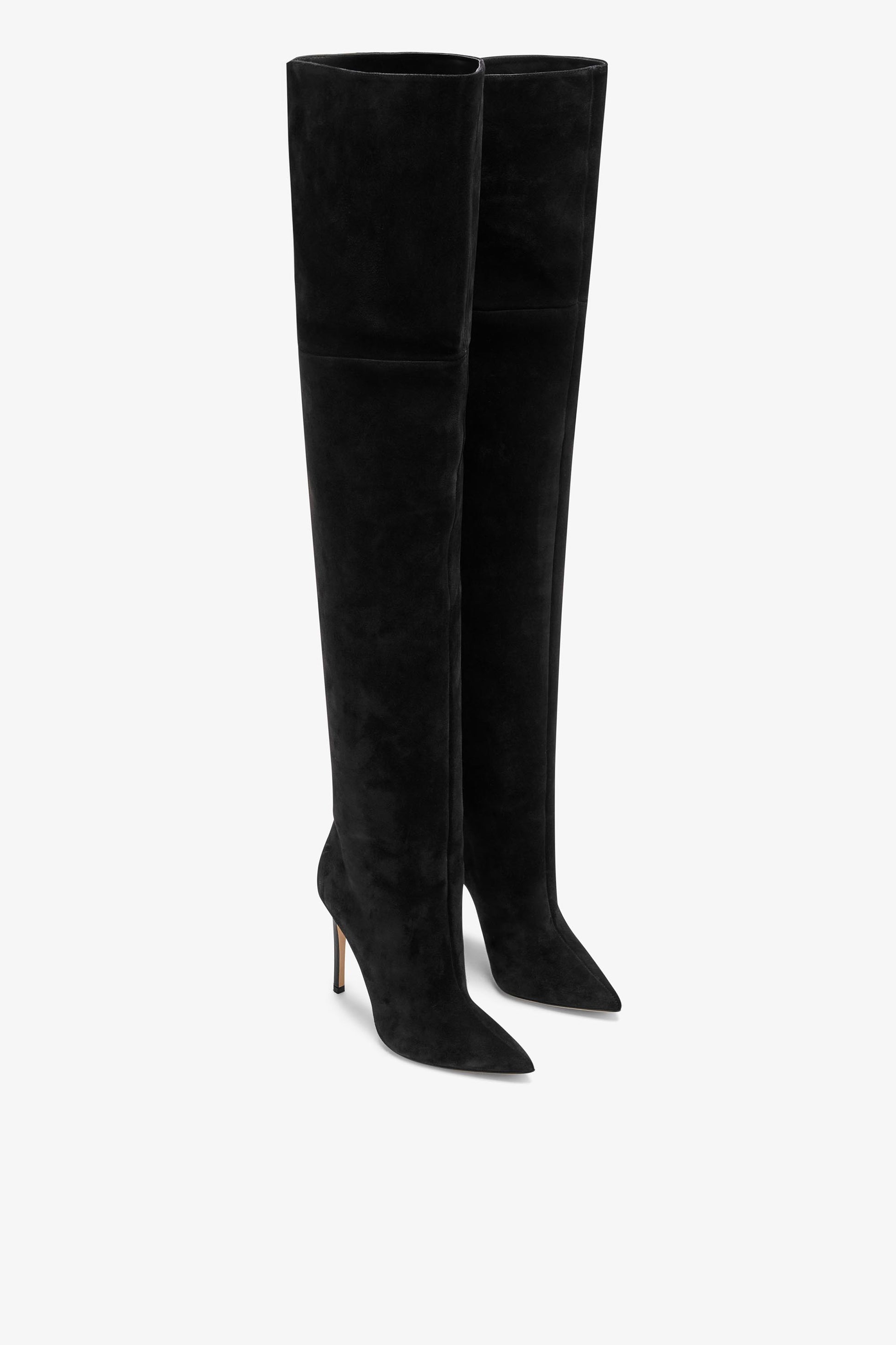 Black calf suede over the knee boots