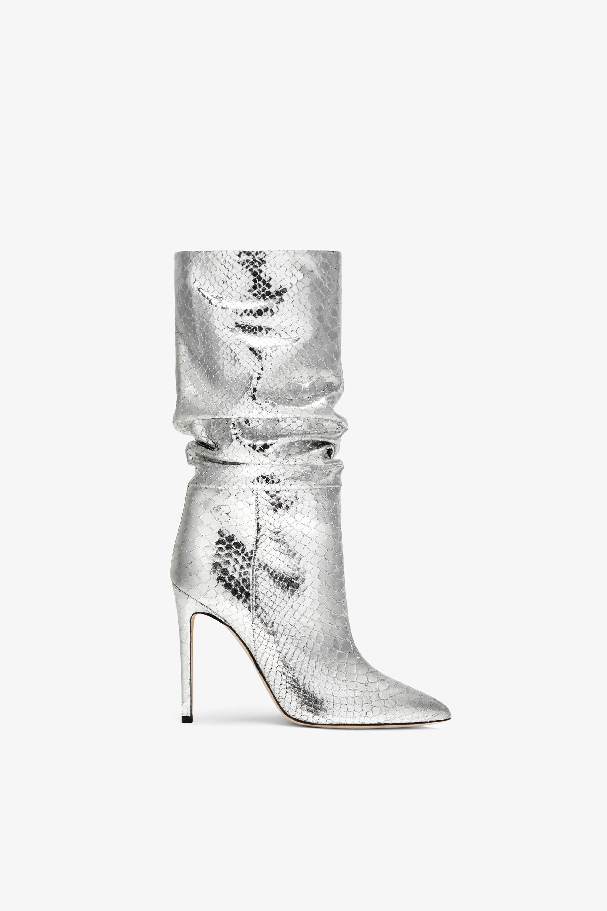 Silver stiletto outlet boots