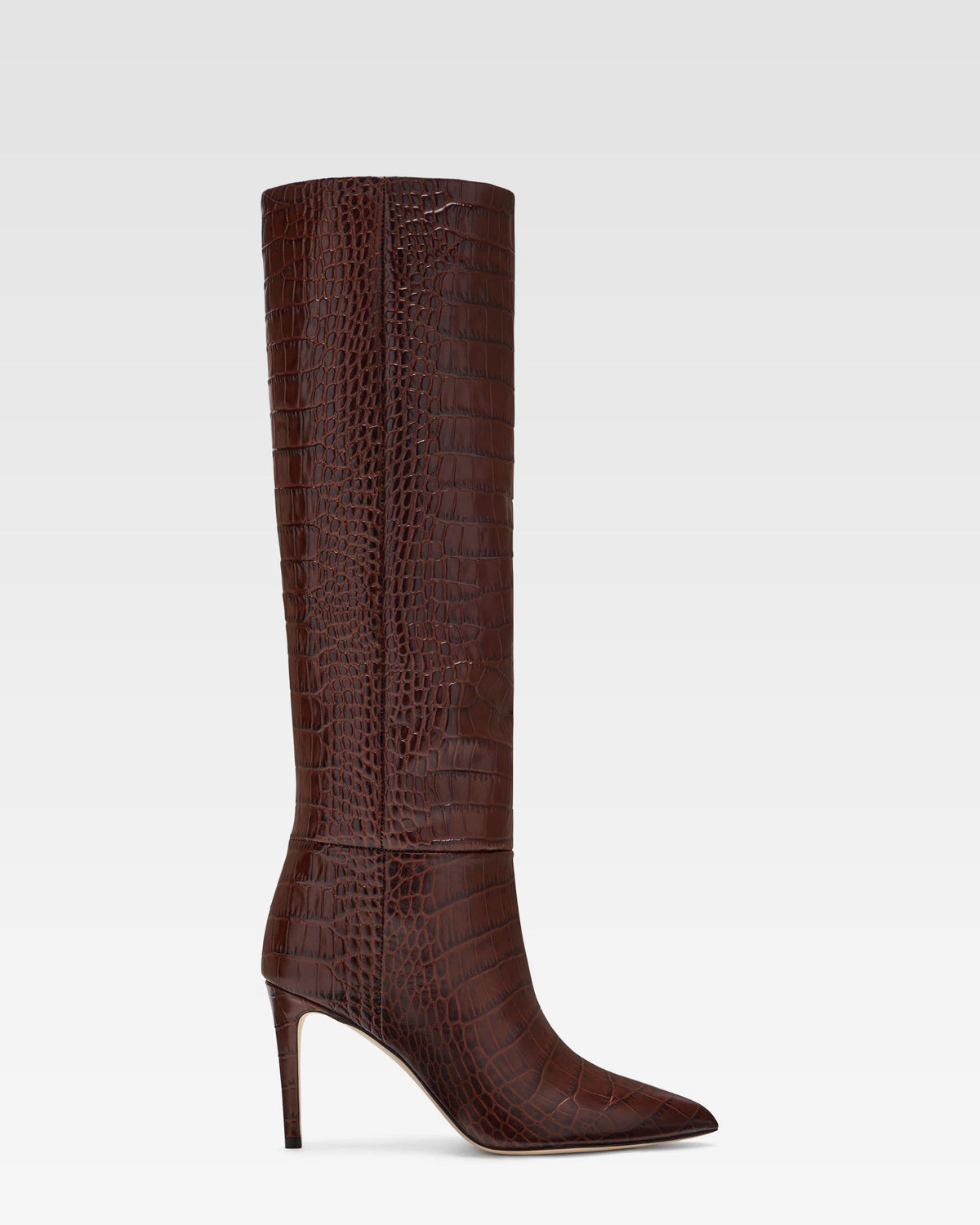 Croc-effect leather boot