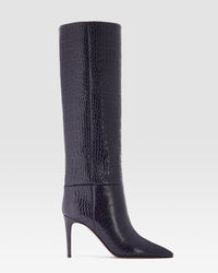 KROKO-PRINT STIEFEL — VIOLET BLACK