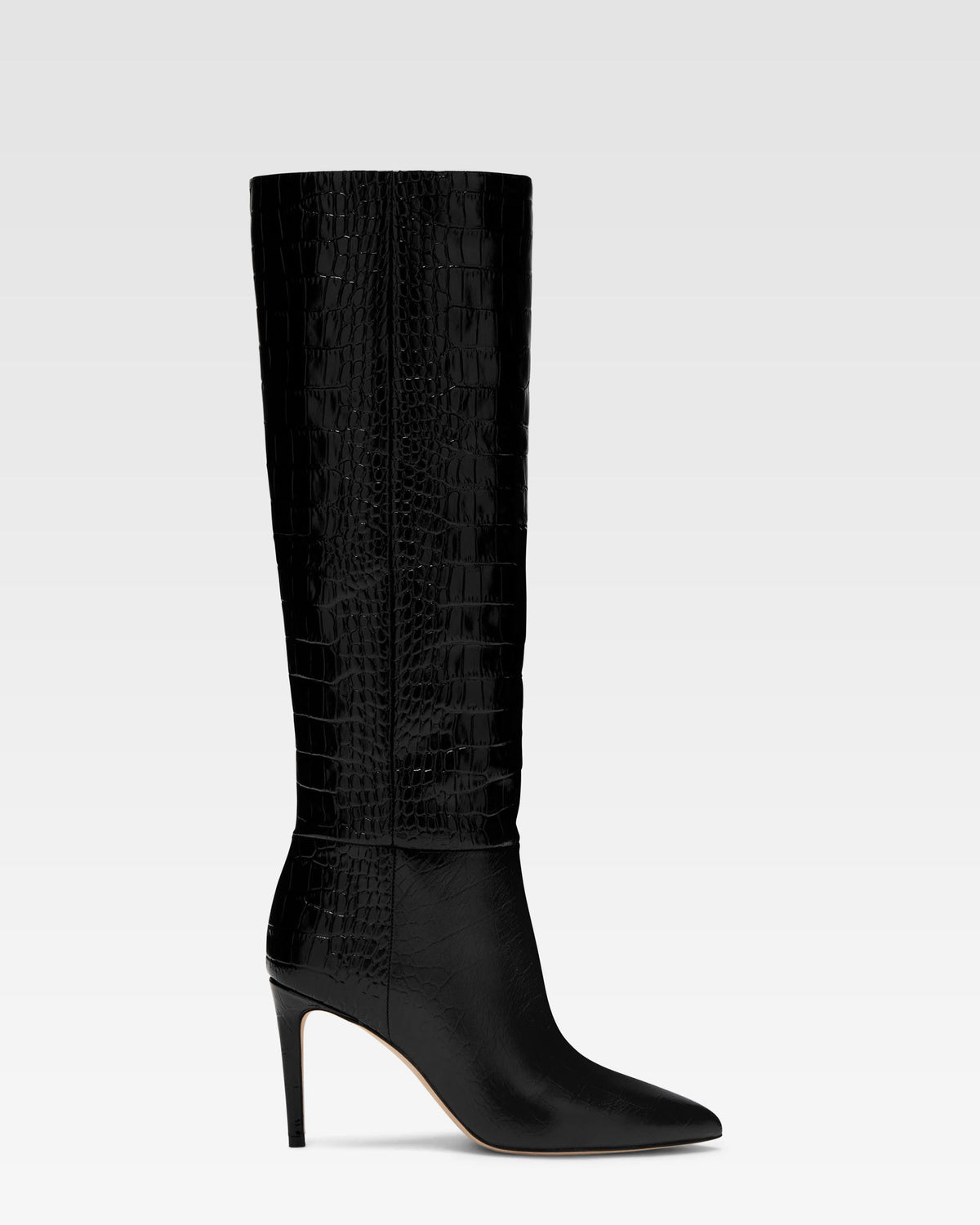 Croc-effect leather boot