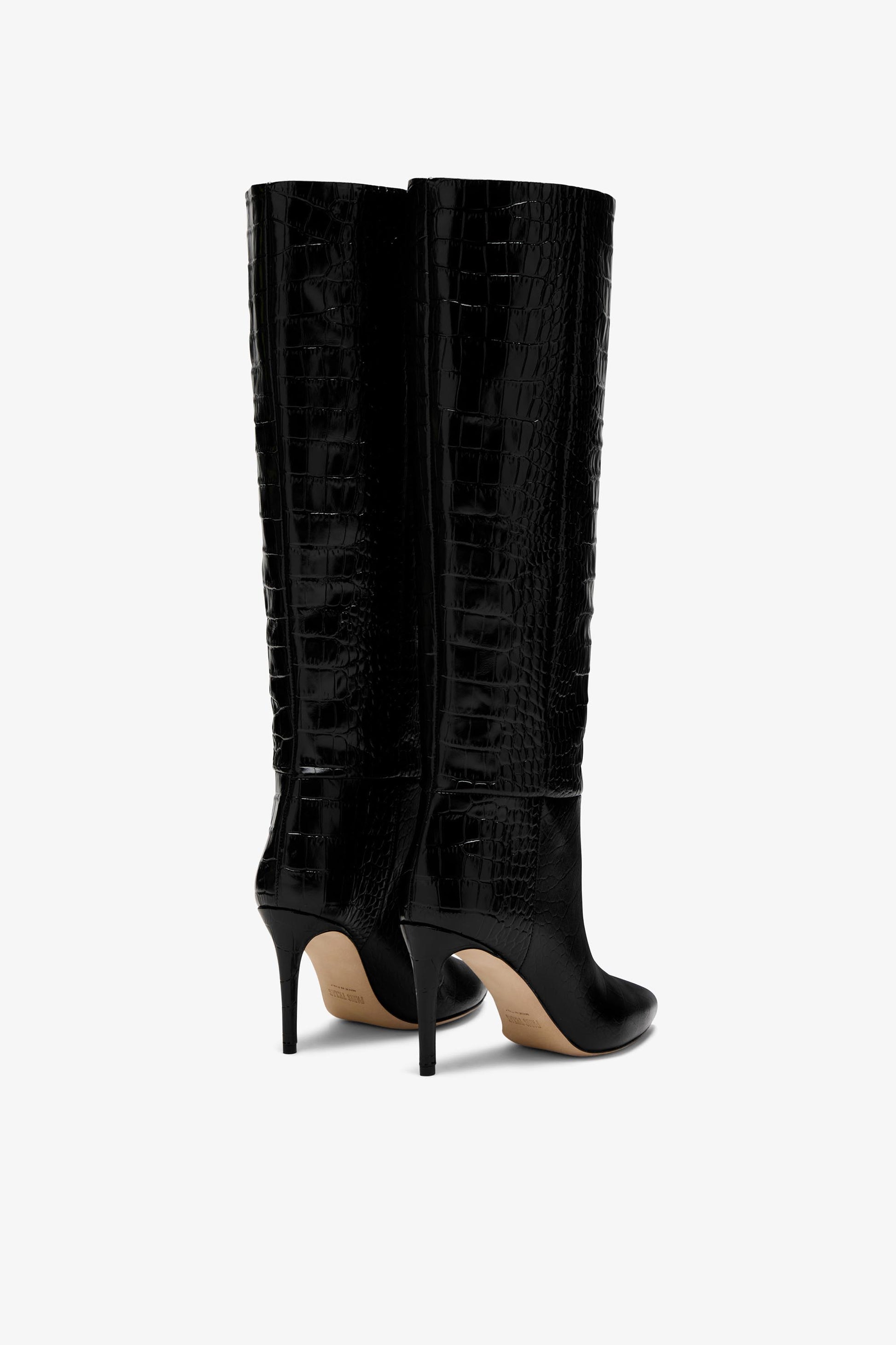 Black croc-effect leather heel 85 boots