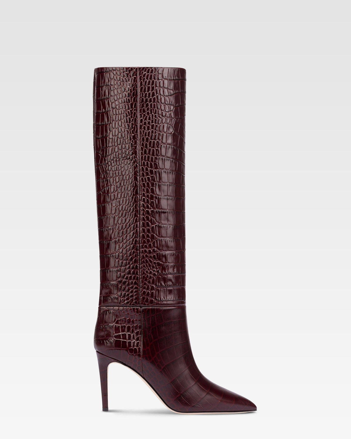 Croc-effect leather boot