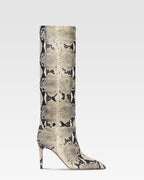 Botas de cuero con estampado de piton natural