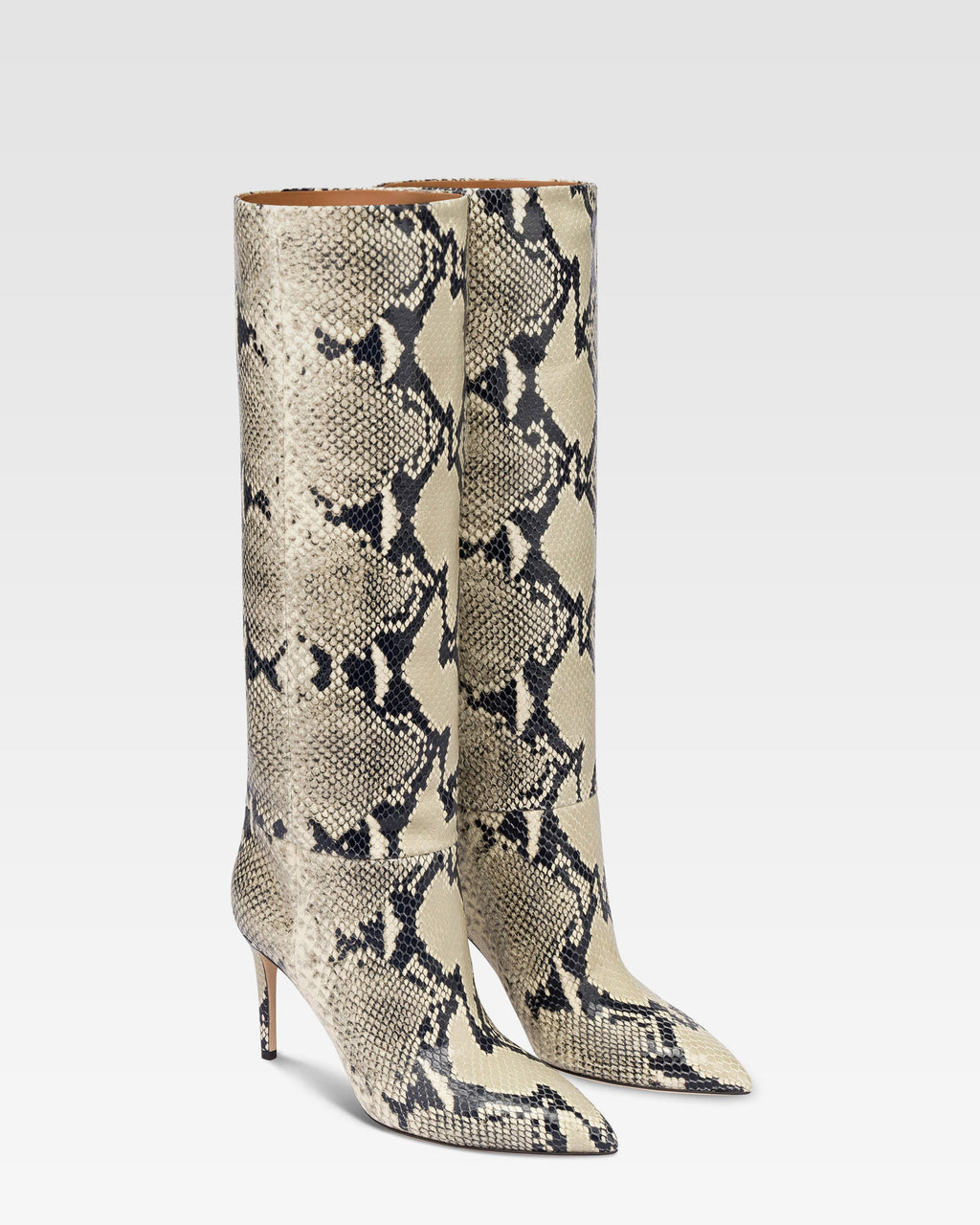 Botas de cuero con estampado de piton natural