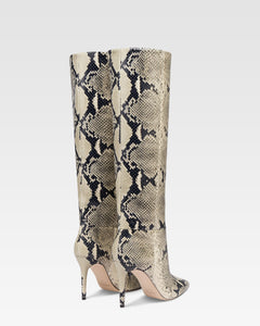 Botas de cuero con estampado de piton natural