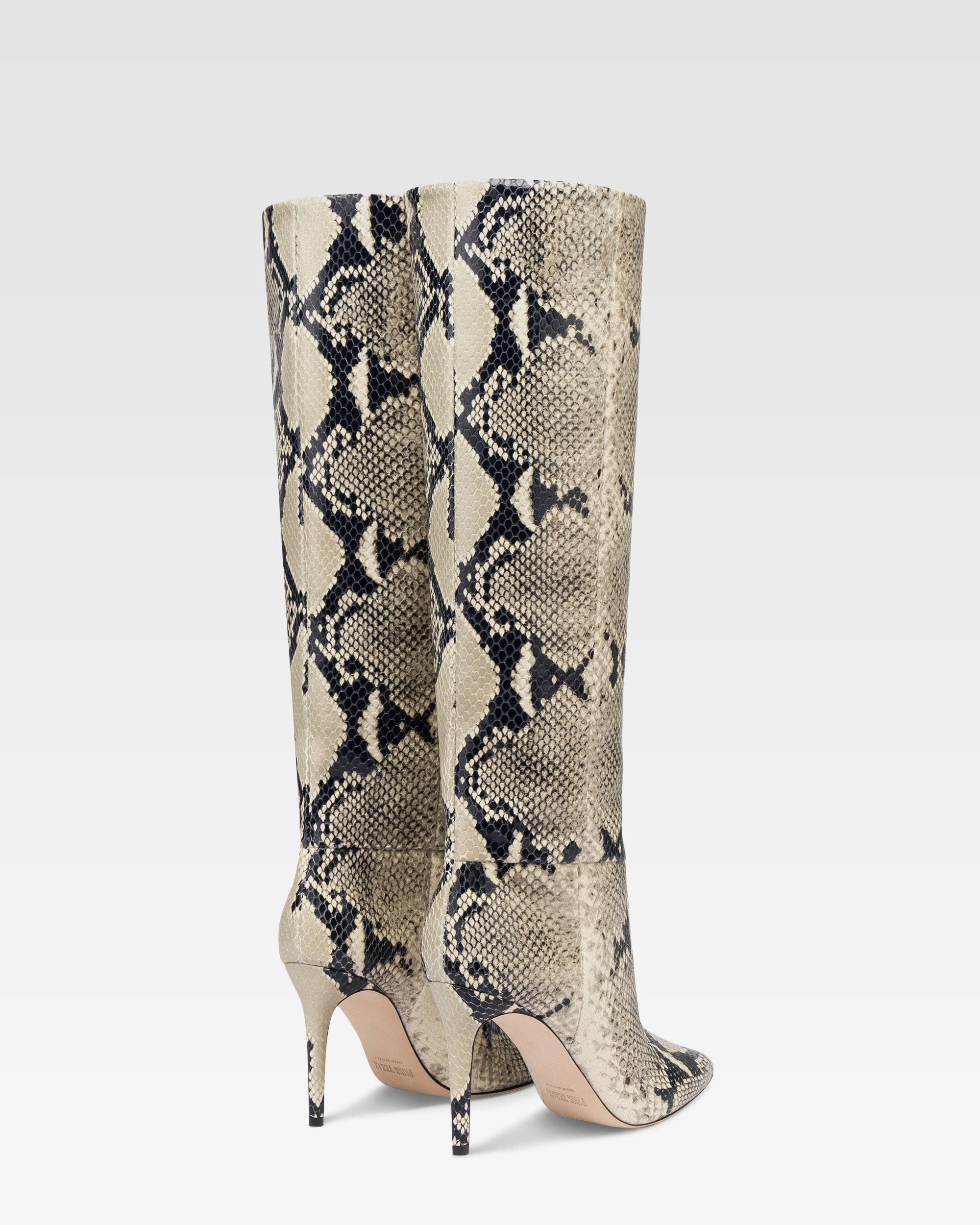 Botas de cuero con estampado de piton natural