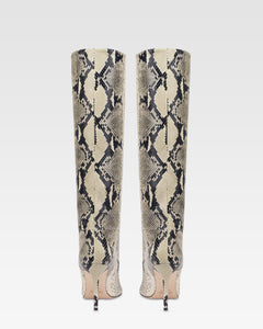 Botas de cuero con estampado de piton natural