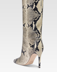 Botas de cuero con estampado de piton natural