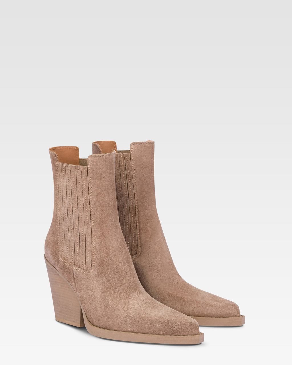 Botines con puntera cuadrada de ante color gris