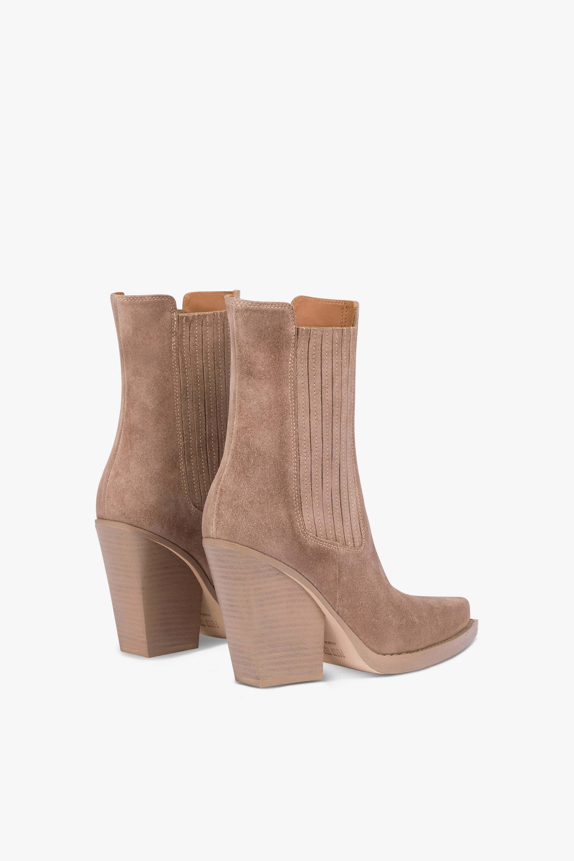 Square-toe ankle boots in koala suede leather