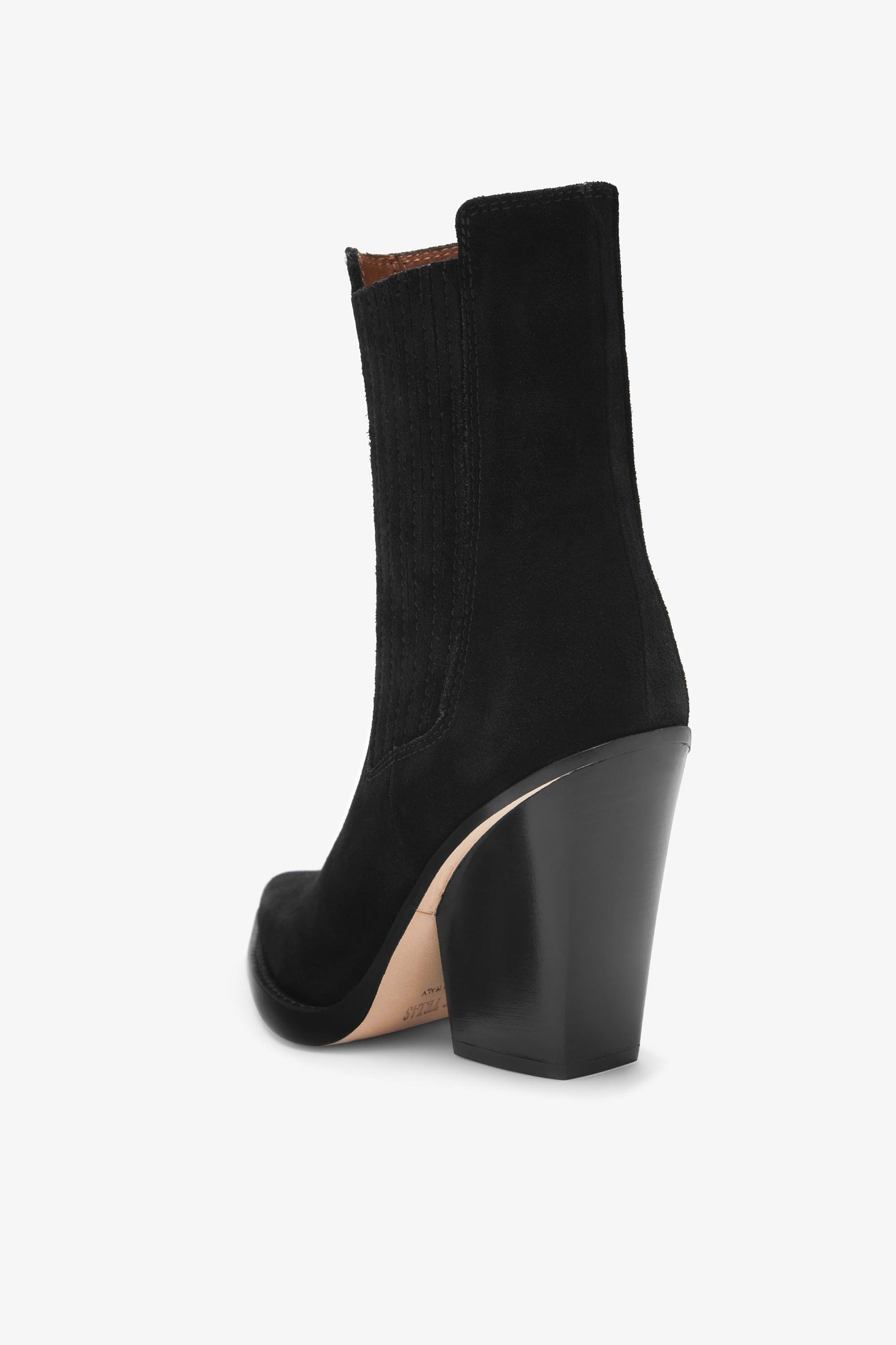 Black calf suede ankle boots