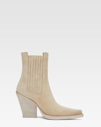 Botines con puntera cuadrada de ante color gris — Azul