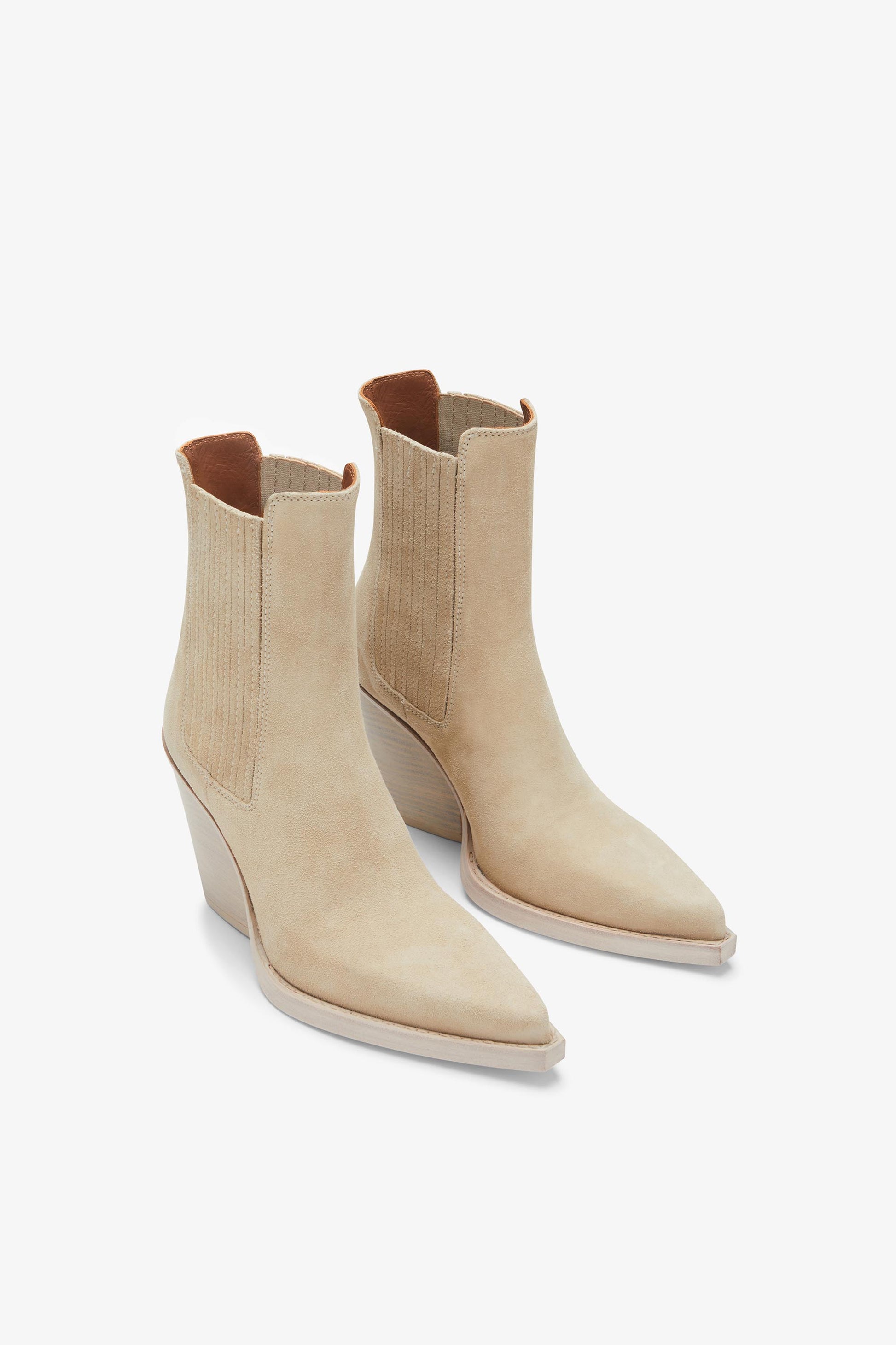Angora calf suede ankle boots