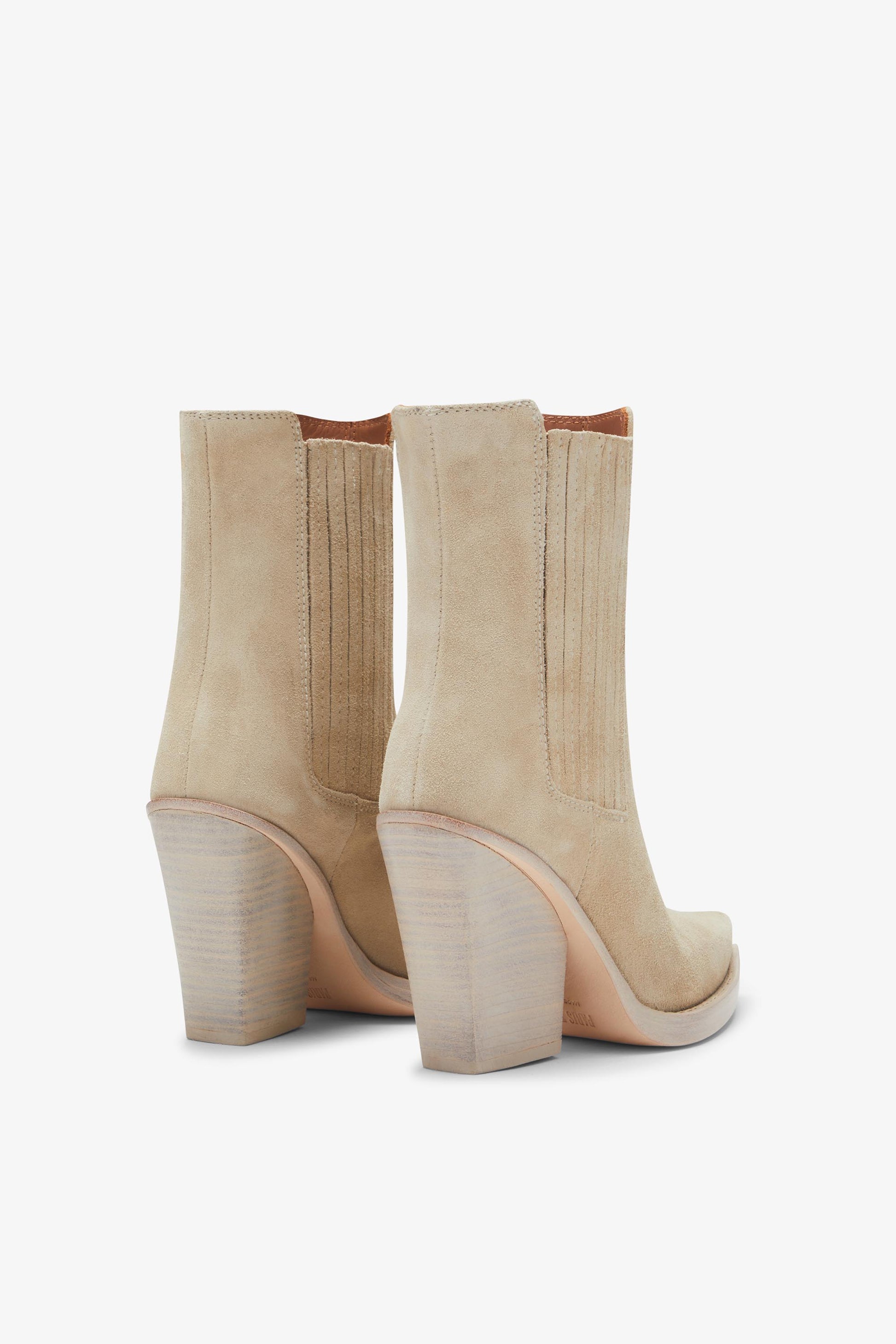 Angora calf suede ankle boots