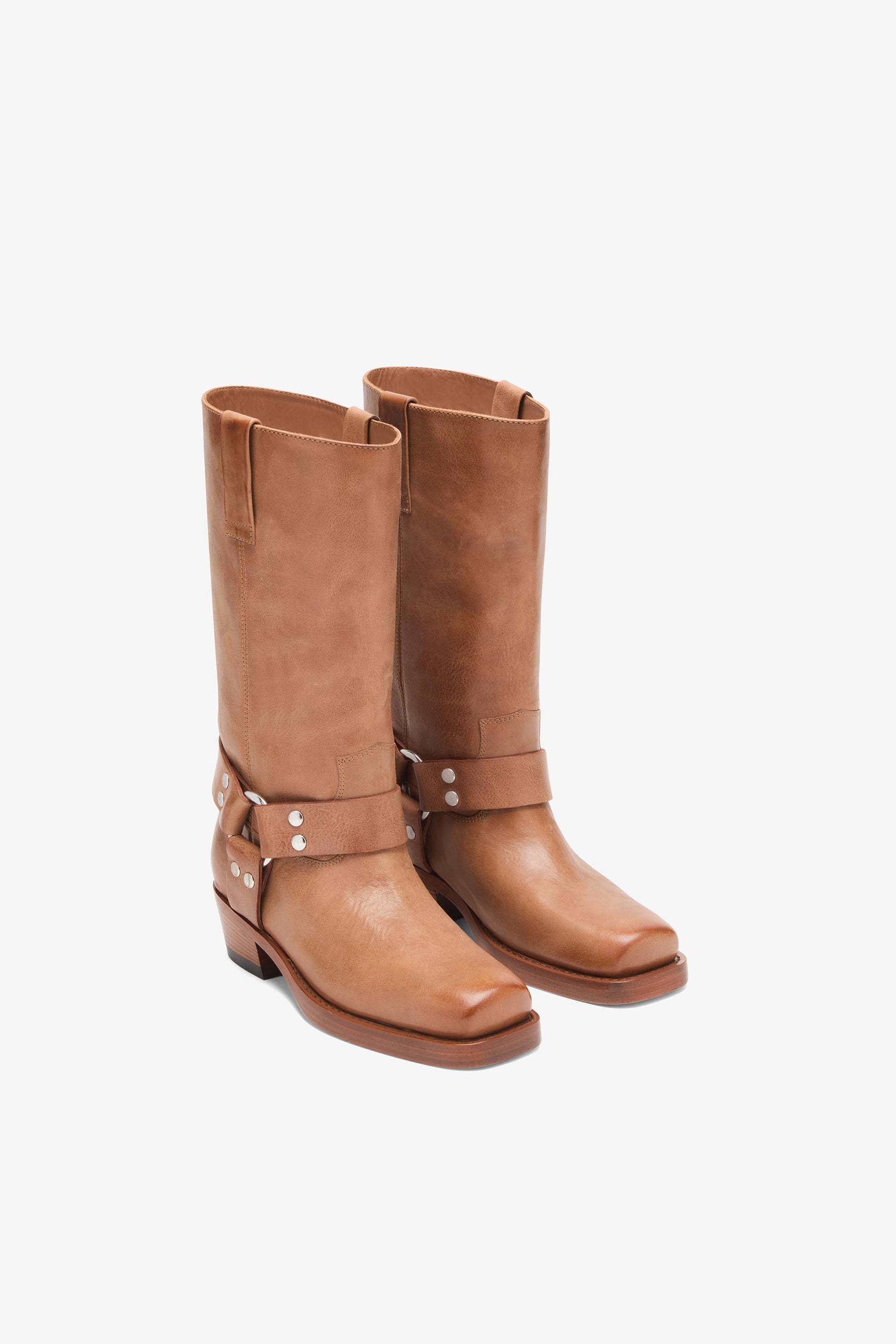 Brown nappa leather boots