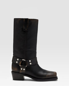 Botas de piel cepillada negra