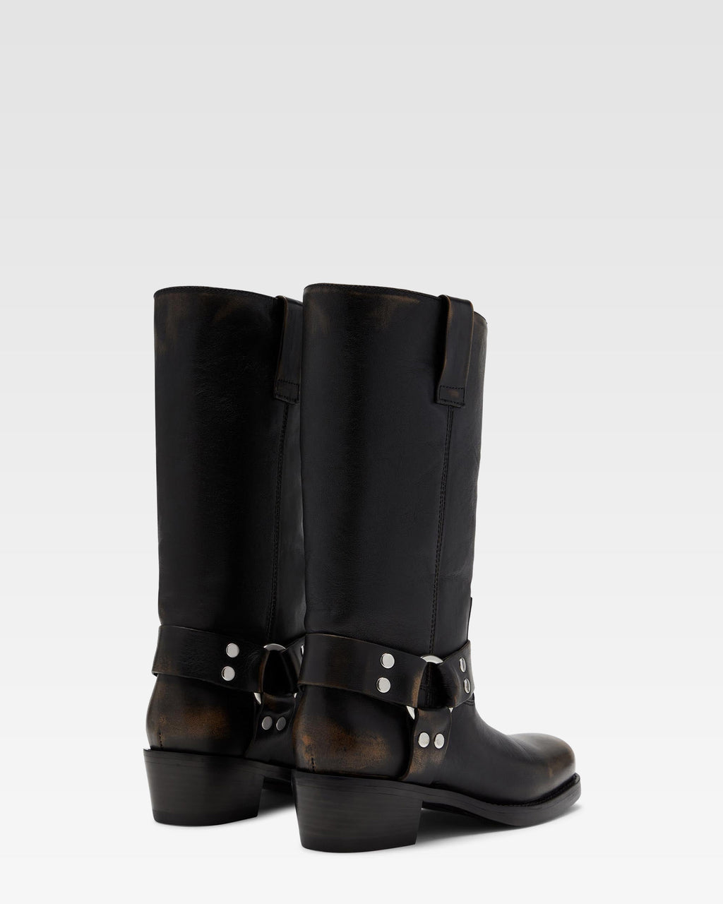 Botas de piel cepillada negra