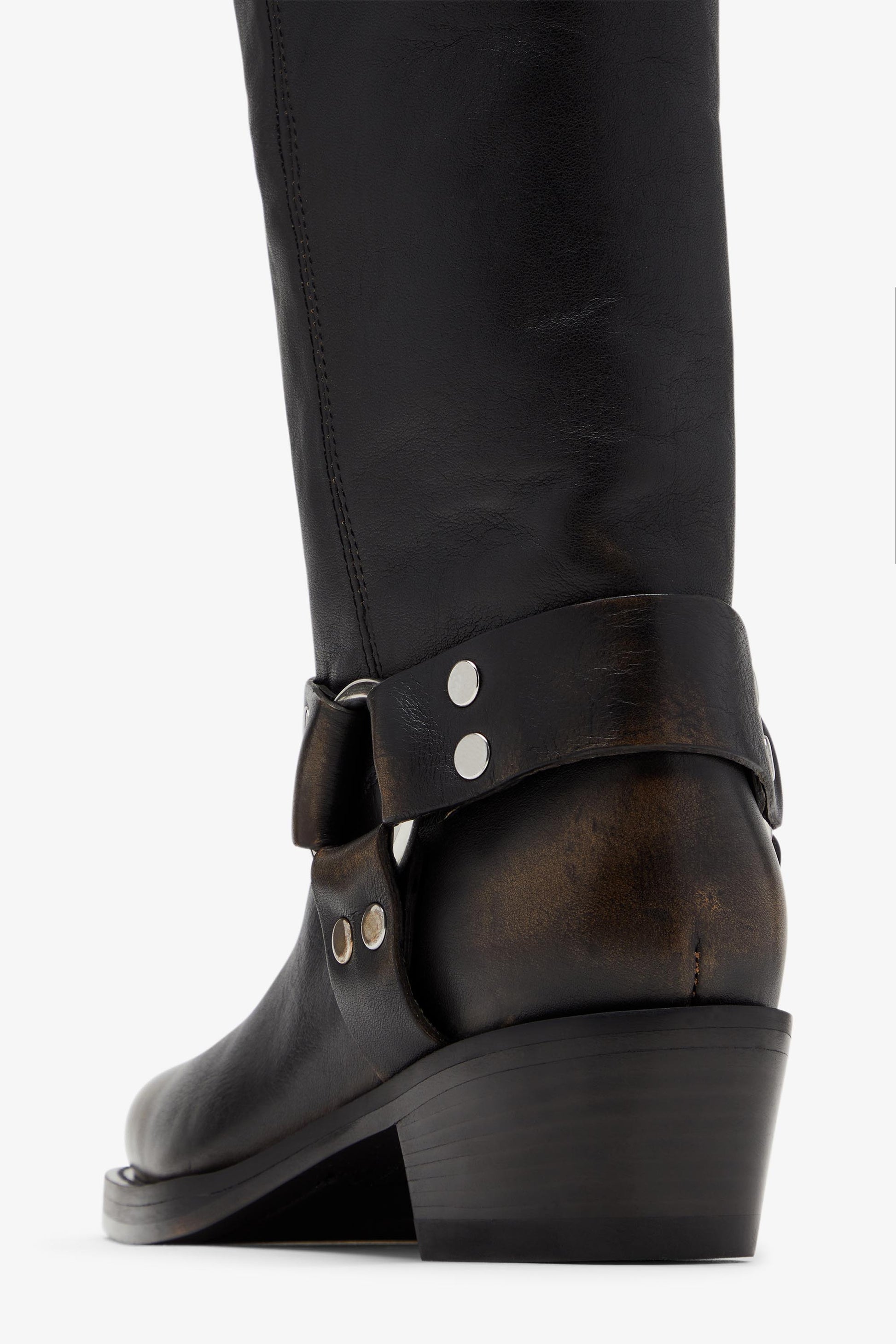 Black brushed leather boots
