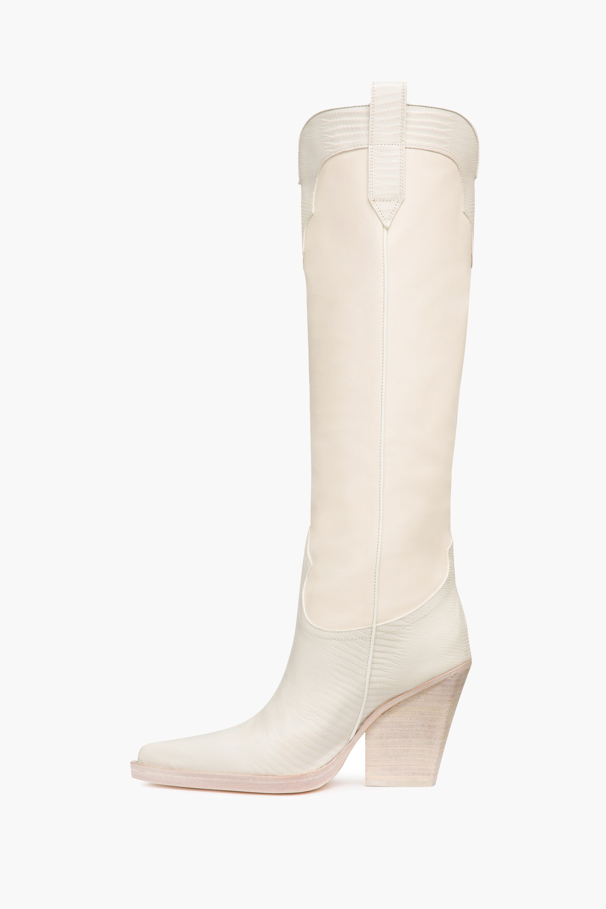 White lizard-effect leather boots - Side