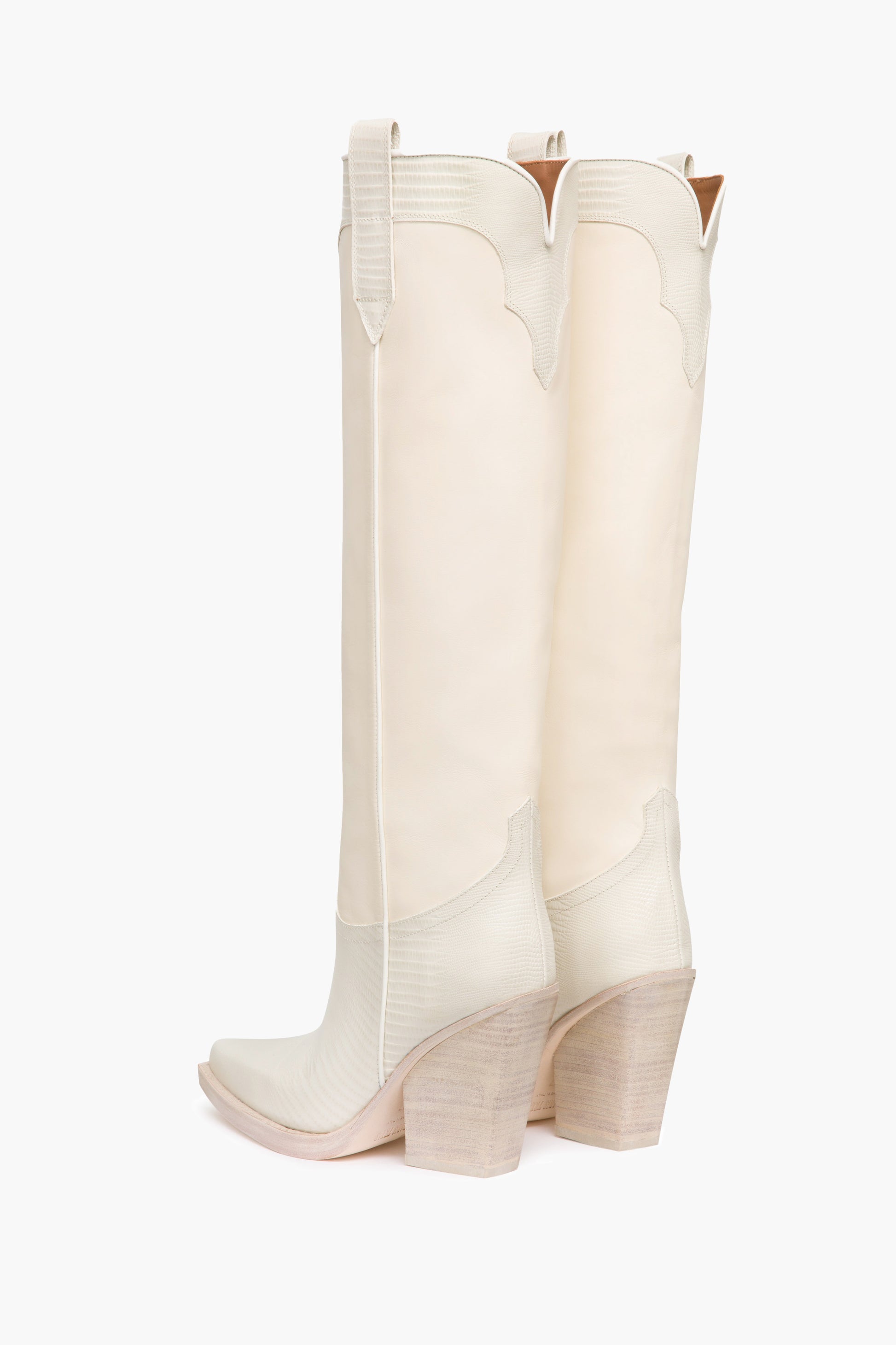 White lizard-effect leather boots - Back