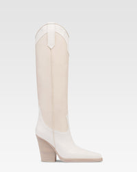 Bottes en cuir imprime lezard et cuir blanc — Blanc
