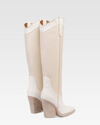 Botas en cuero blanco y con estampado de lagarto