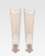 Botas en cuero blanco y con estampado de lagarto