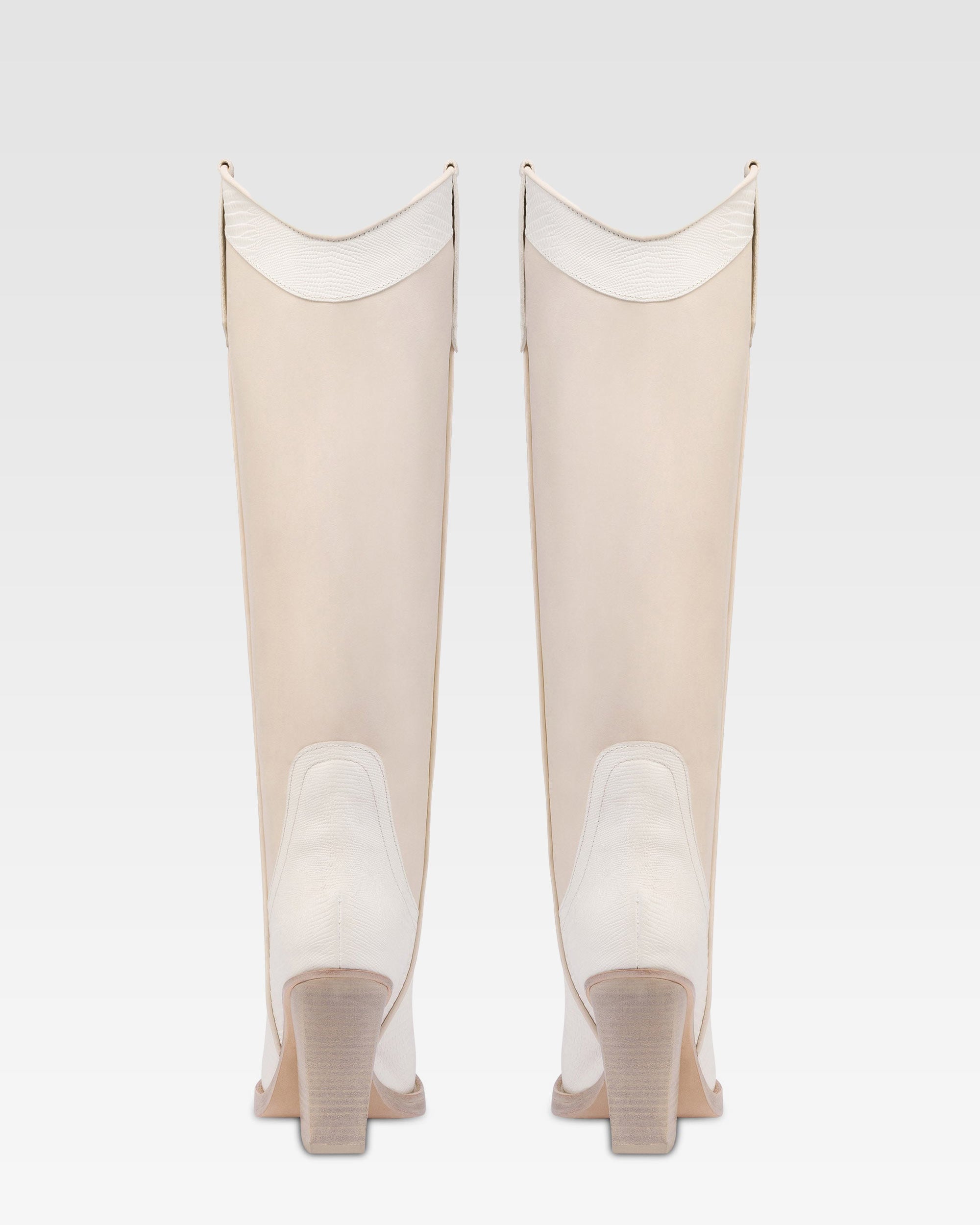 Bottes en cuir imprime lezard et cuir blanc