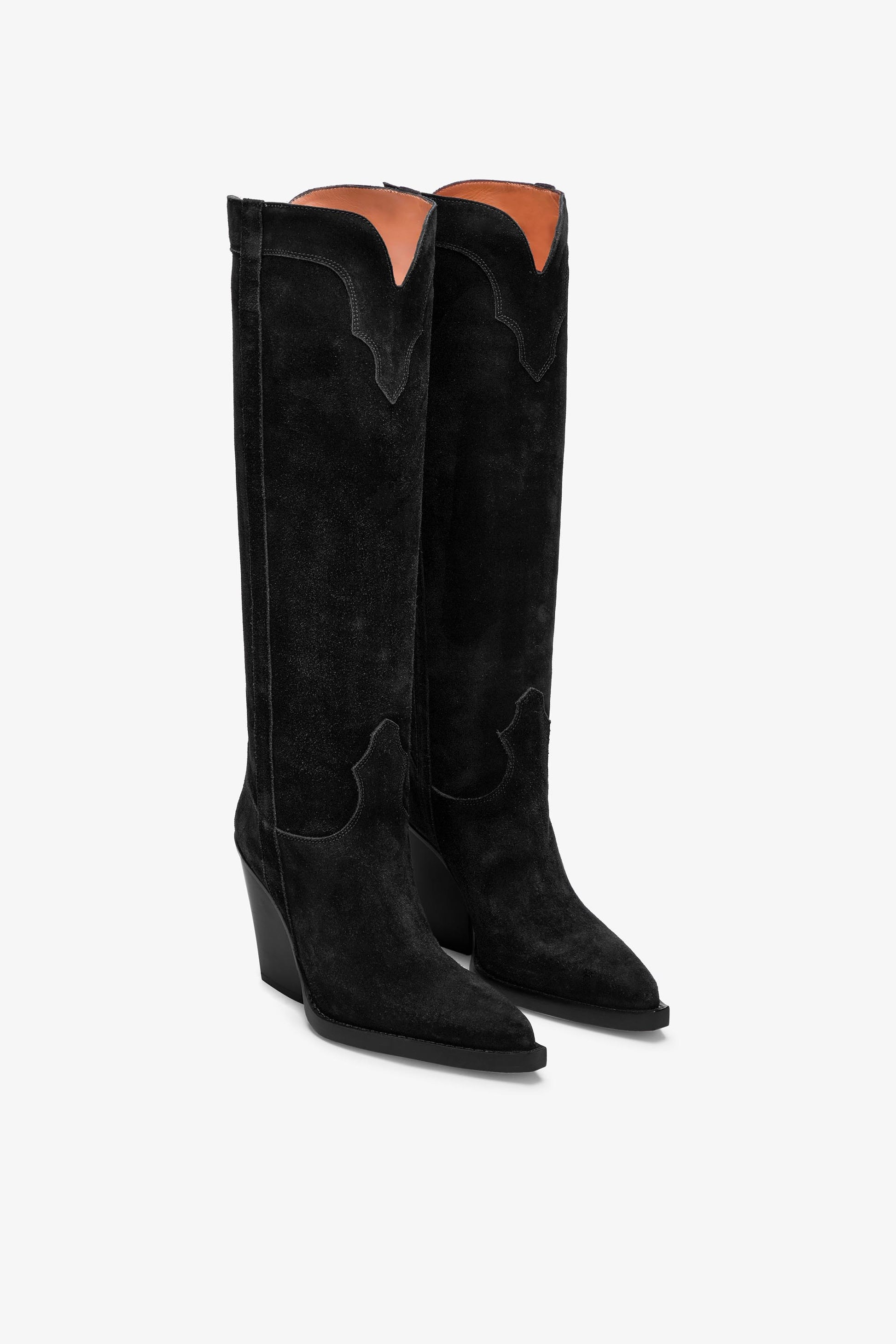Black calf suede boots