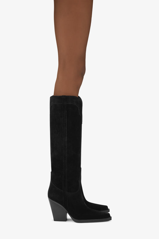 Black calf suede boots - Product worn