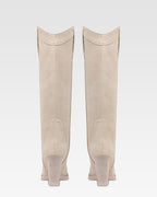 Botas en ante de piel de becerro blanco angora