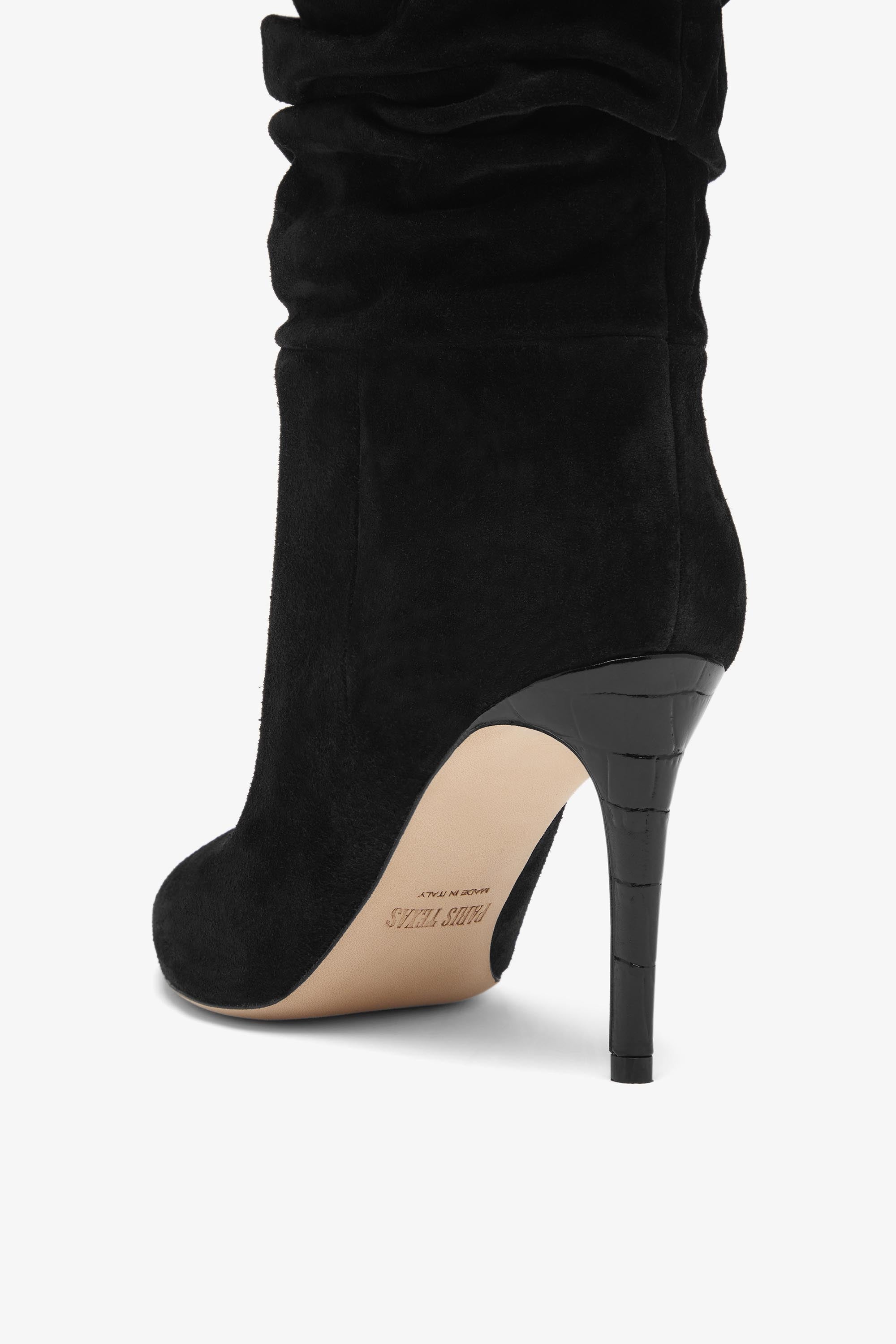 Black slouch boots clearance heel