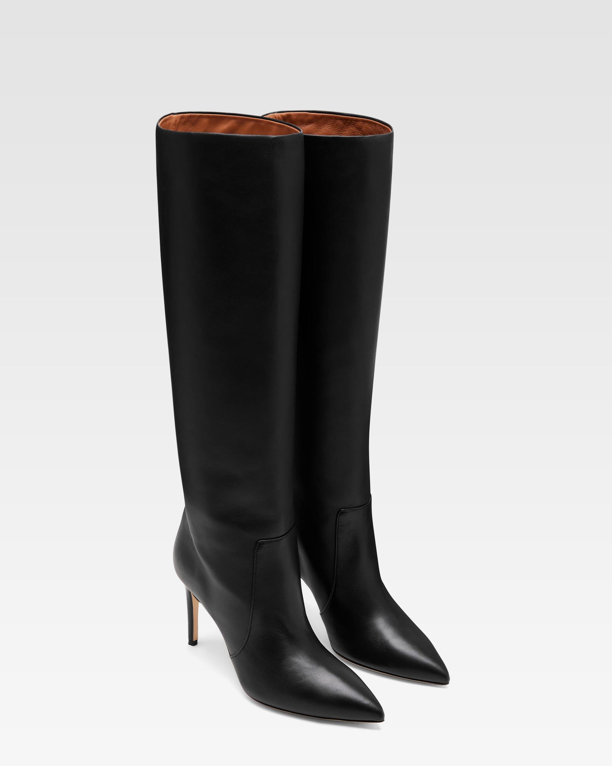 Bottes `a talon 85 en cuir nappa noir
