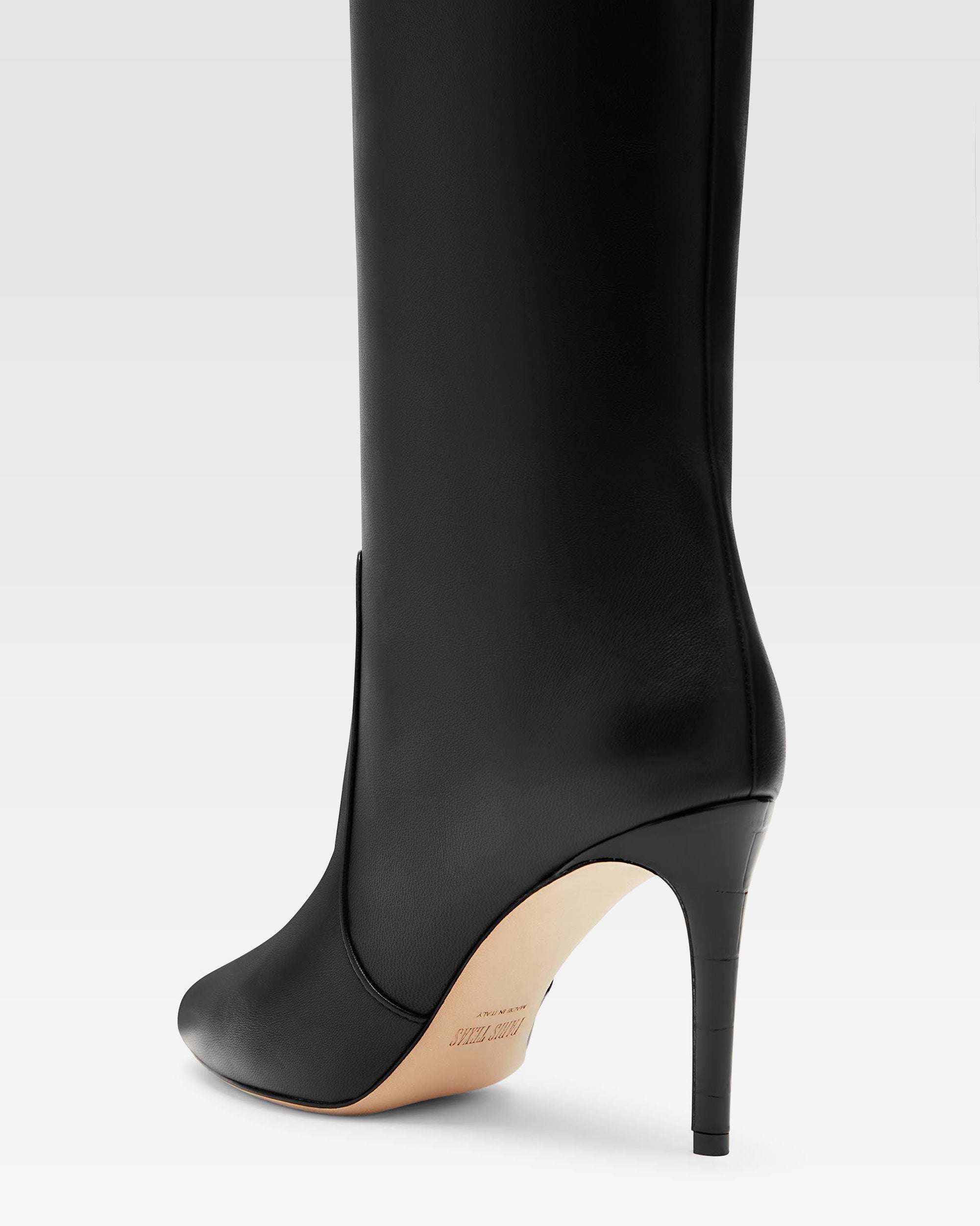 Bottes `a talon 85 en cuir nappa noir