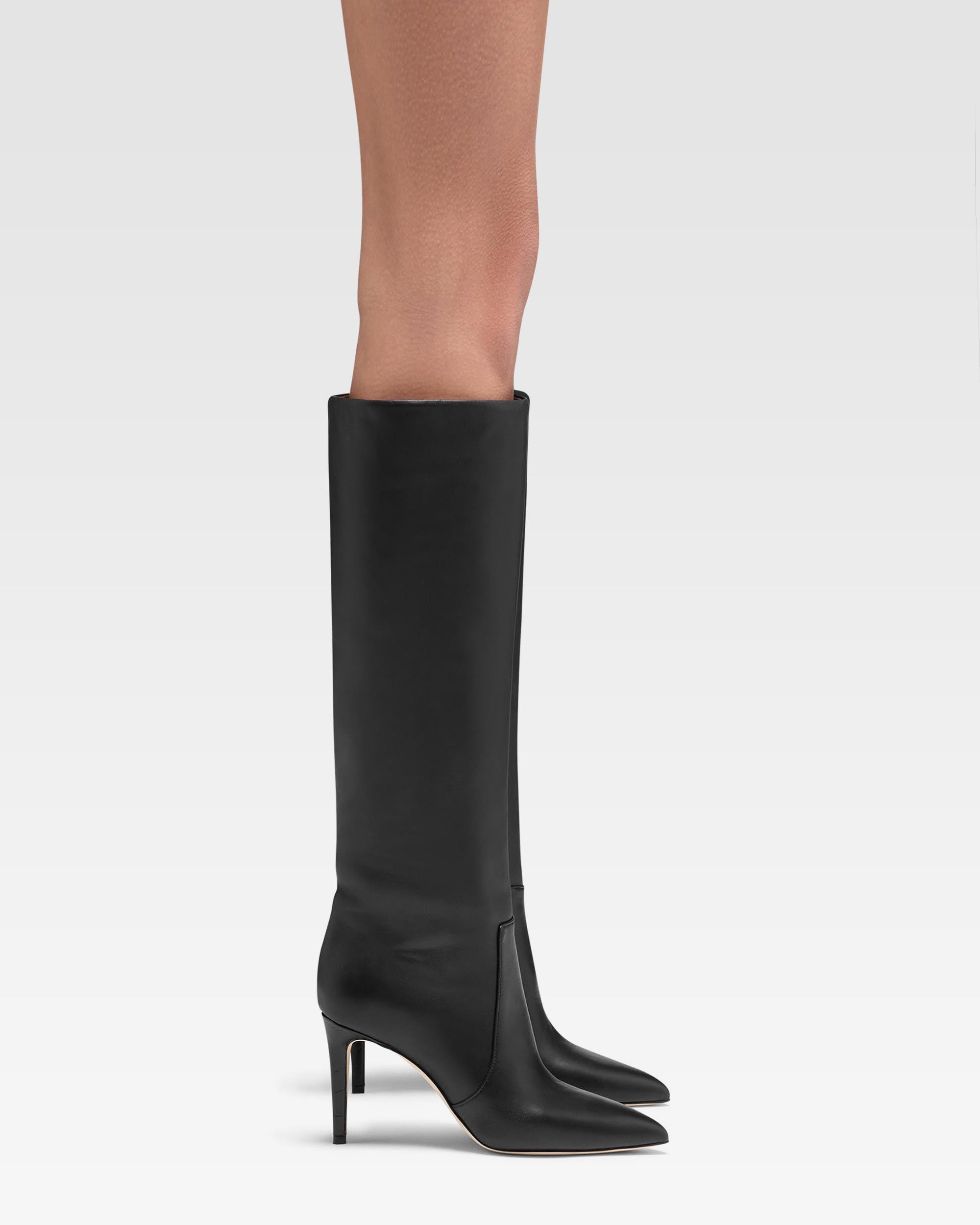 Bottes `a talon 85 en cuir nappa noir