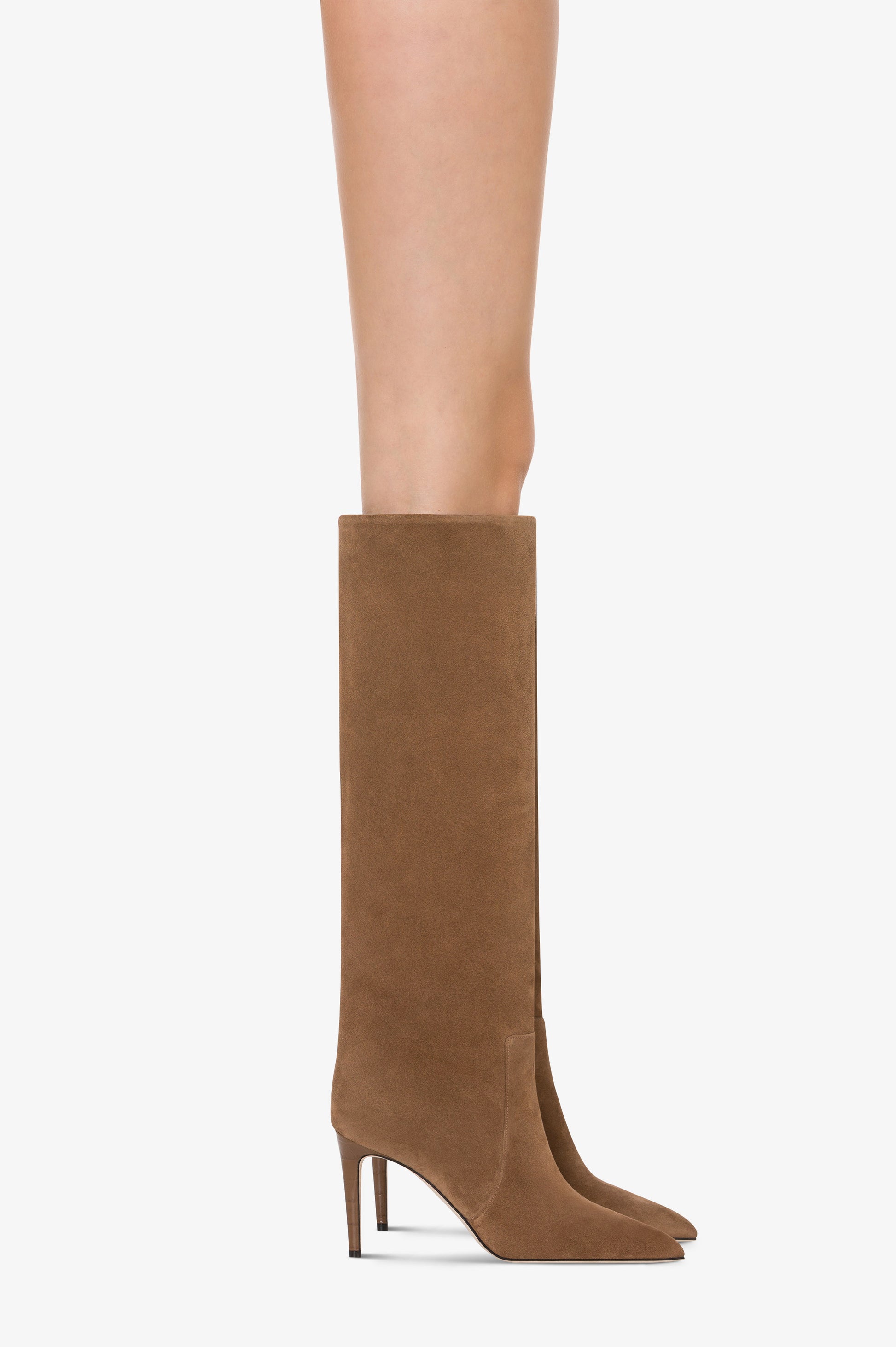 Boots in brown calf suede leather