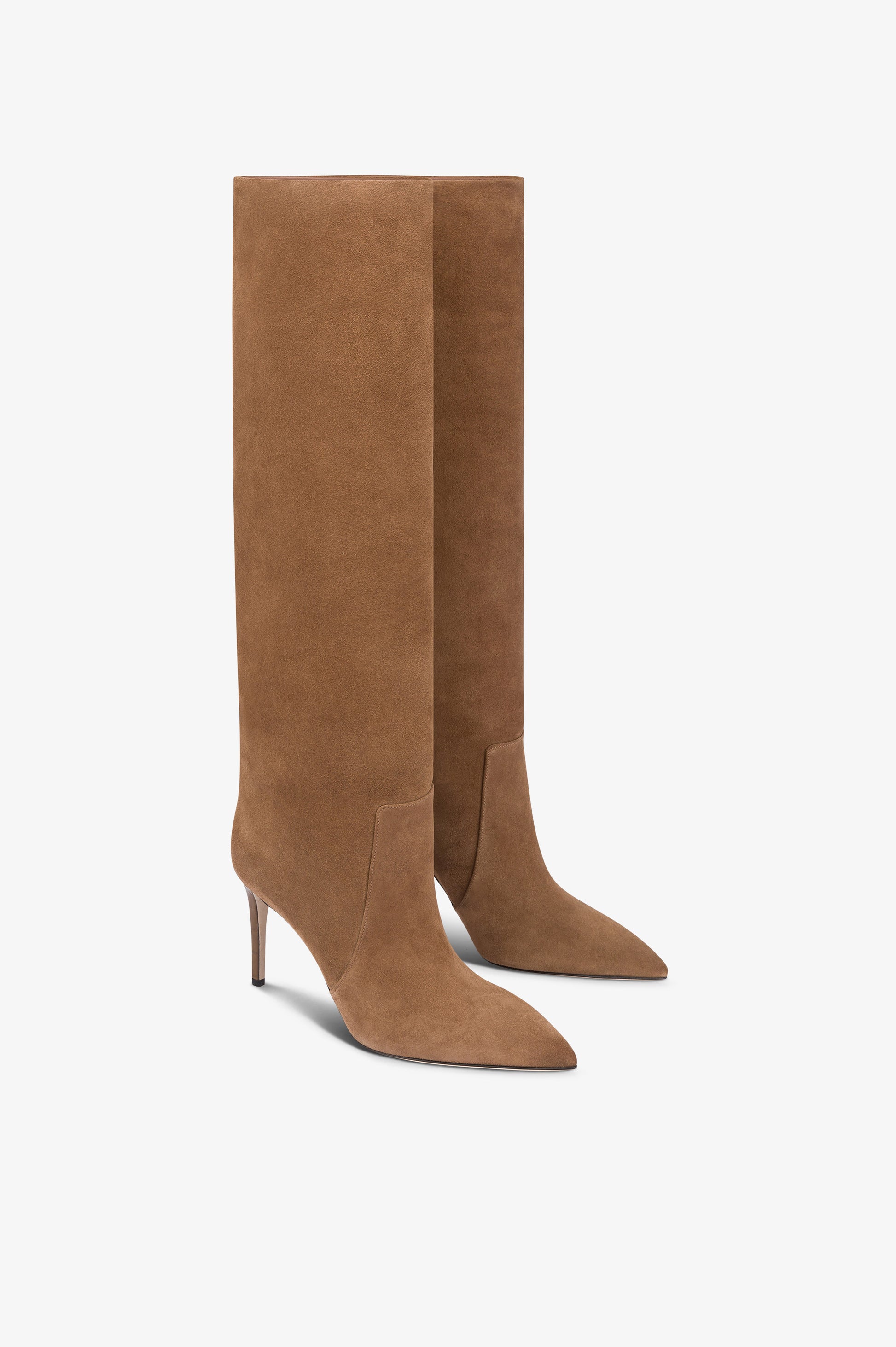 Boots in brown calf suede leather