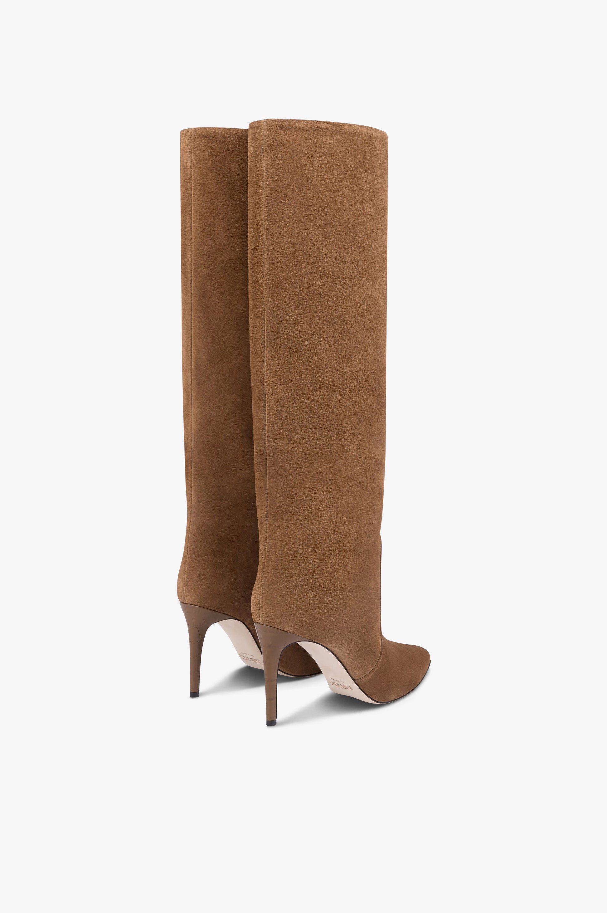 Boots in brown calf suede leather